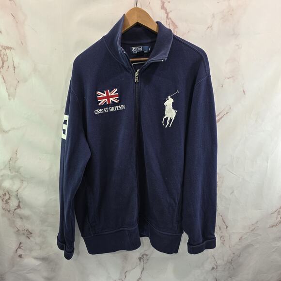 Polo by Ralph Lauren Other - Vintage Polo Ralph Lauren Sweater Mens XL Cardigan Blue Great Britain Big Pony